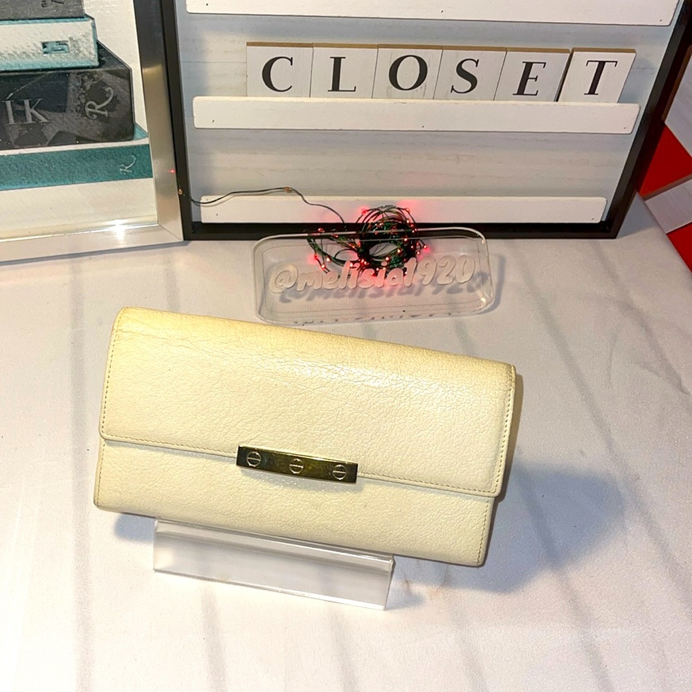 Vintage Cartier Ivory Patent Leather Wallet GUC